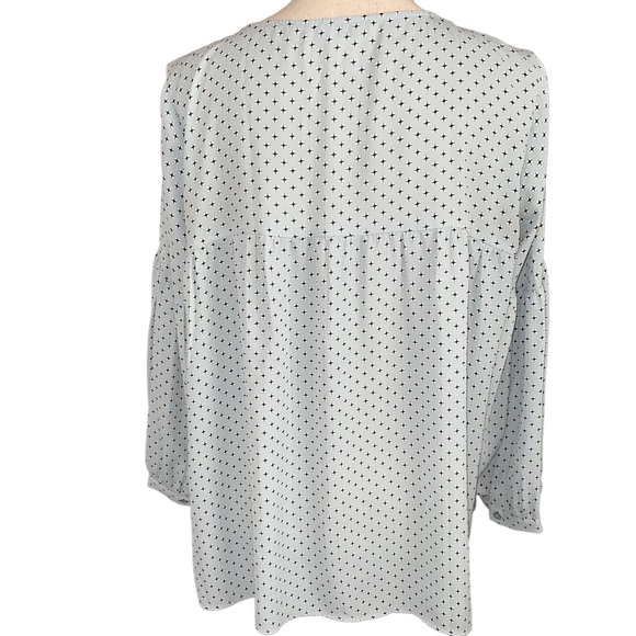 Loft 3/4 Sleeve Blouse Crochet Detail Criss Cross Laced Neck Tassels Size Med - Picture 7 of 7